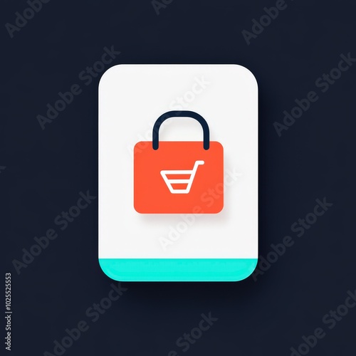 Shopping bag icon with a cart design on a modern background. photo