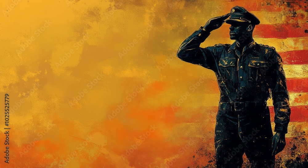 Military officer saluting with a patriotic gesture.