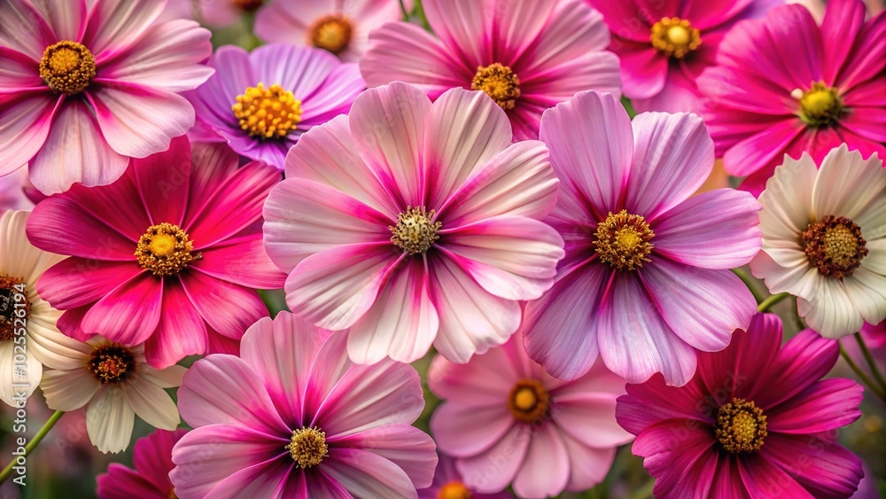 Seamless Floral Pattern with Macro Photography of Cosmos Flowers for Beautiful Backgrounds Seamless Floral Pattern with Macro Photography of Cosmos Flowers for Beautiful Backgrounds