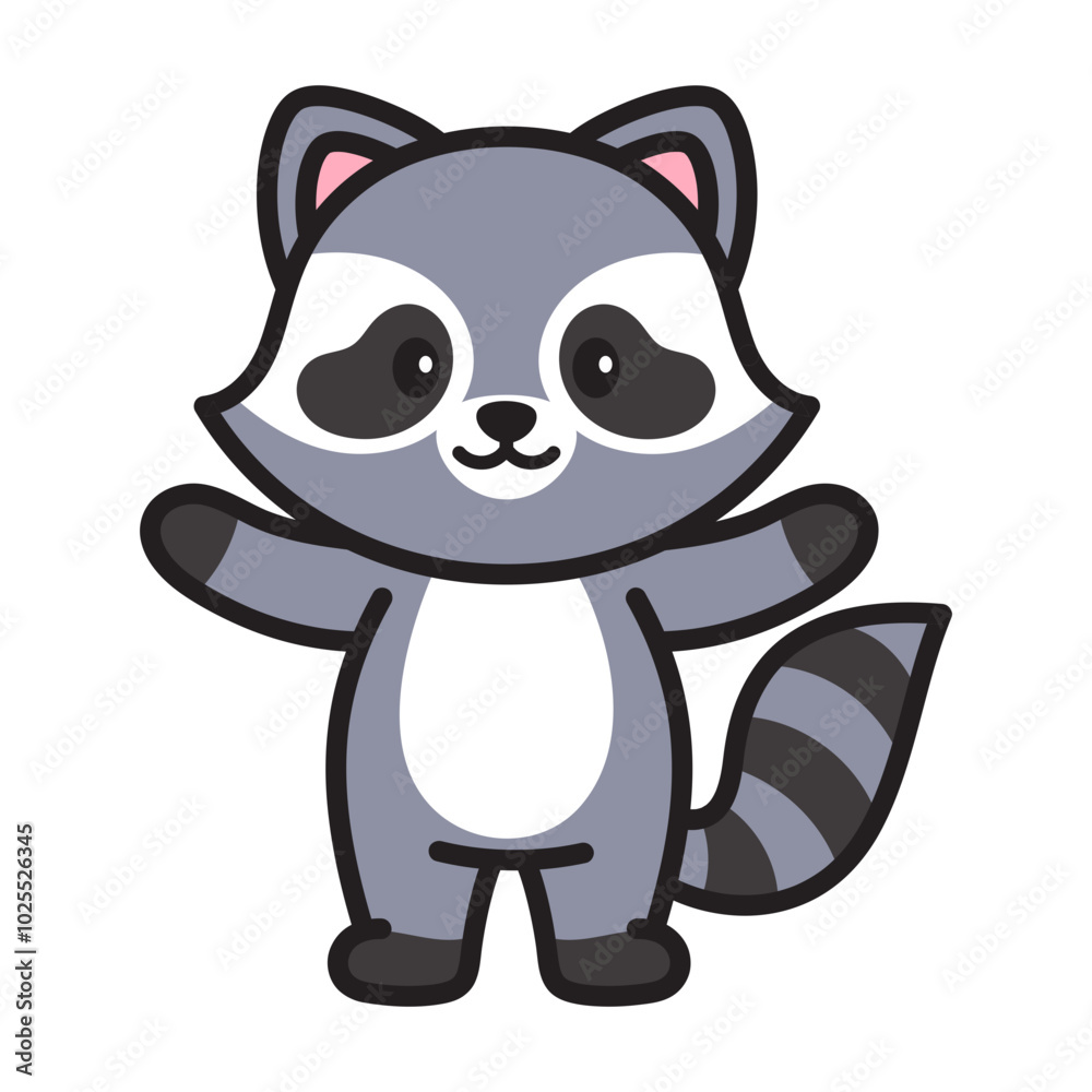 Cute Racoon Cartoon Vector Doodle Illustration Cute Racoon Cartoon Vector Doodle Illustration