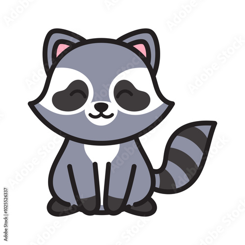 Cute Racoon Cartoon Vector Doodle Illustration
