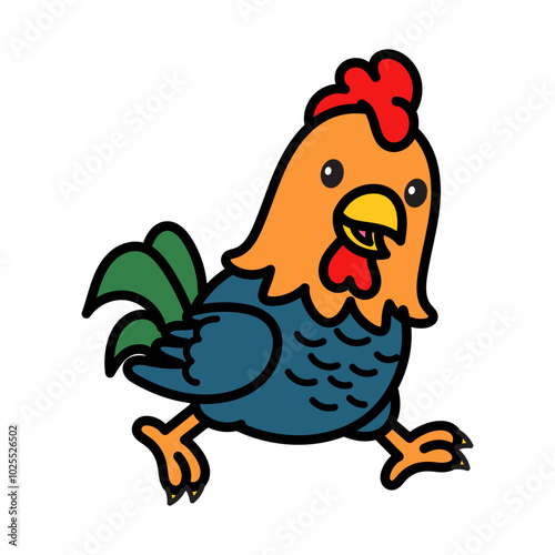 Cute Rooster Cartoon Vector Doodle Illustration