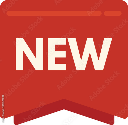Red ribbon banner showing new items or products available for sale
