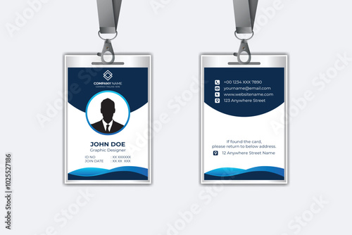 Id card template with photo abstract style