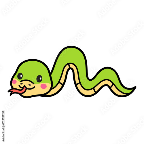 Cute Snake Cartoon Vector Doodle Illustration