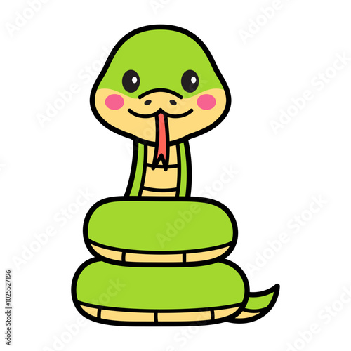 Cute Snake Cartoon Vector Doodle Illustration