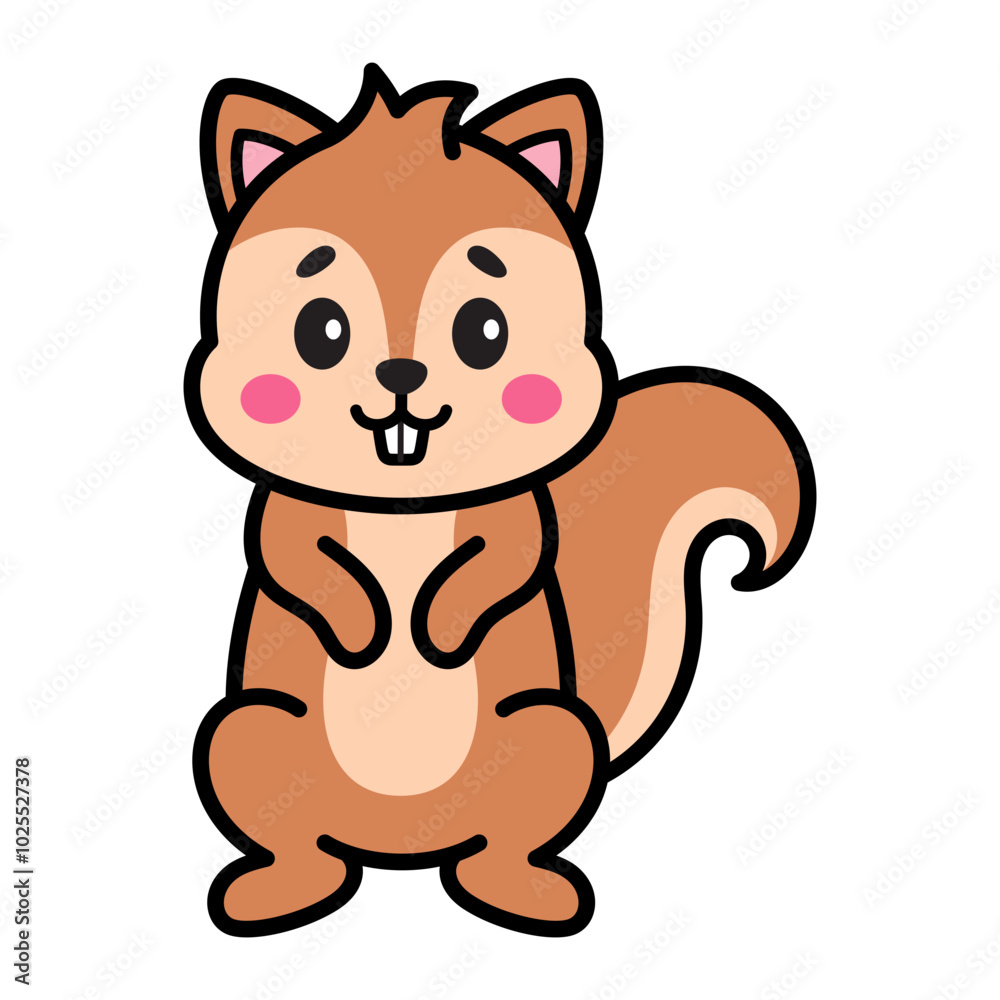 Cute Squirrel Cartoon Vector Doodle Illustration Cute Squirrel Cartoon Vector Doodle Illustration