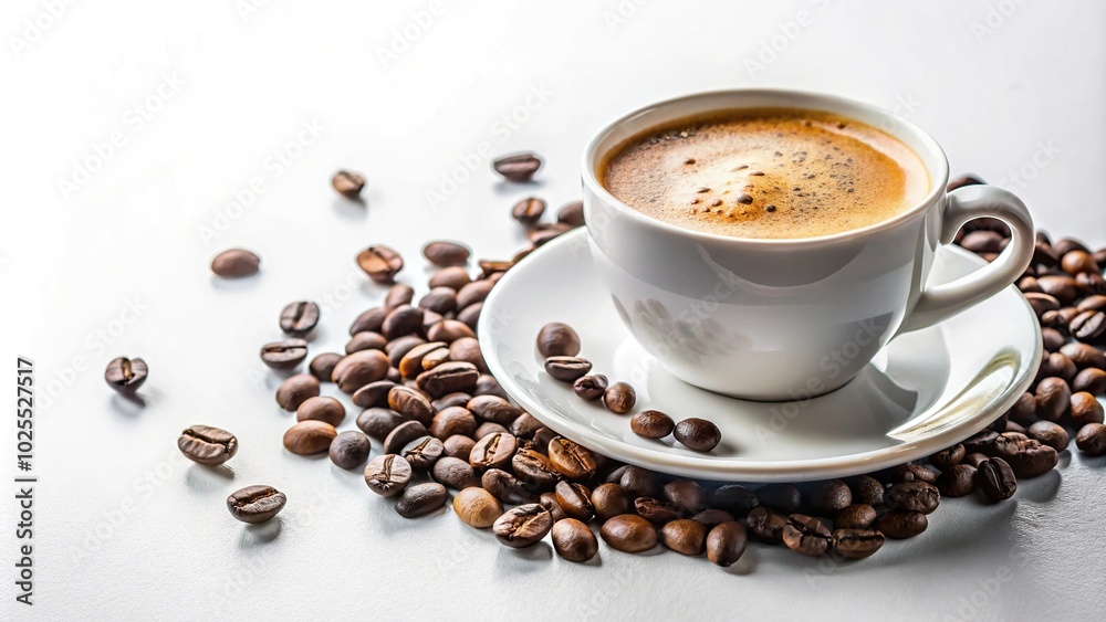 Delicious cup of coffee on white background in studio style Delicious cup of coffee on white background in studio style