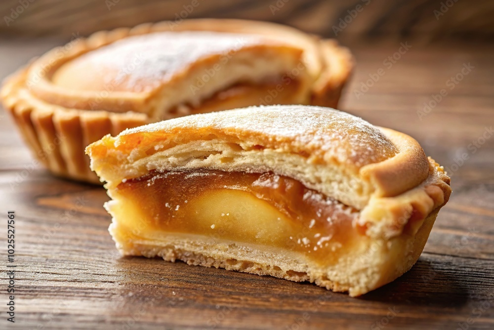 Delicious cuca filled with dulce de leche, typical South Brazilian dessert on a tilted angle Delicious cuca filled with dulce de leche, typical South Brazilian dessert on a tilted angle