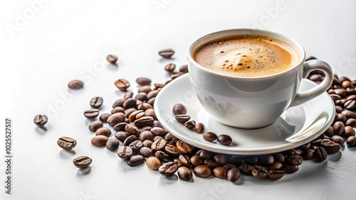 Delicious cup of coffee on white background in studio style