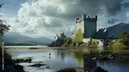 Sunny day at Ross Castle, Ireland.