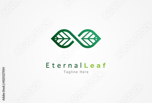 Infinity Leaf logo. Leaf with infinity symbol of immortality combination. Leaf logo design template design element. vector illustration