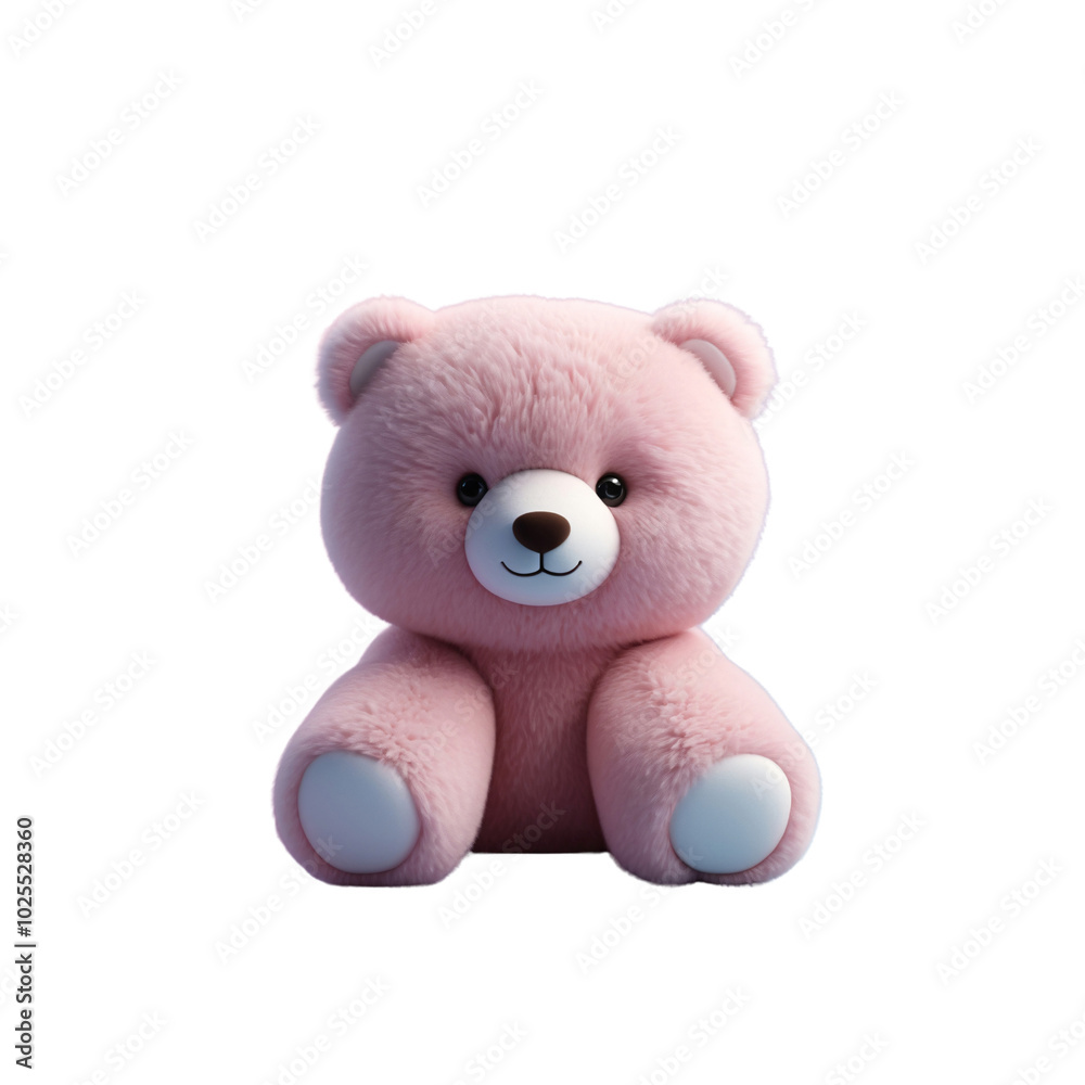 Obraz premium Cute Pink Teddy Bear with Soft Fur and Friendly Expression