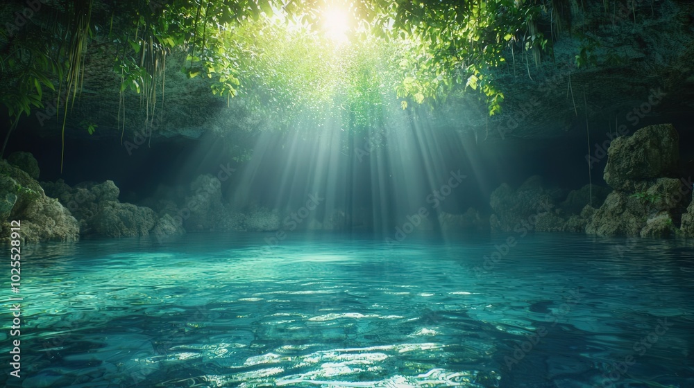Sunlight shining through cave opening Sunlight shining through cave opening