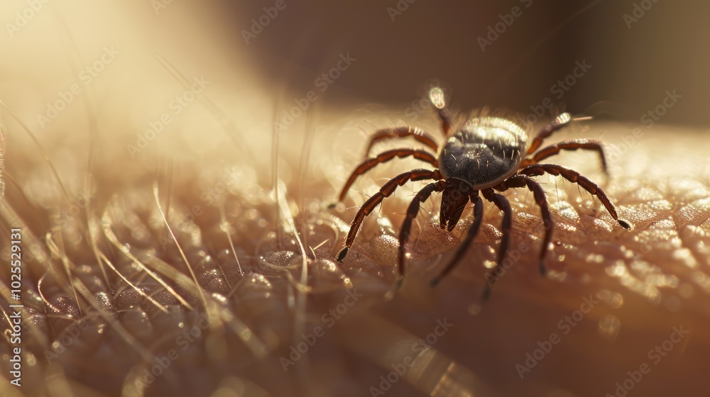 Close-up of a Tick Embedded in Skin Close-up of a Tick Embedded in Skin