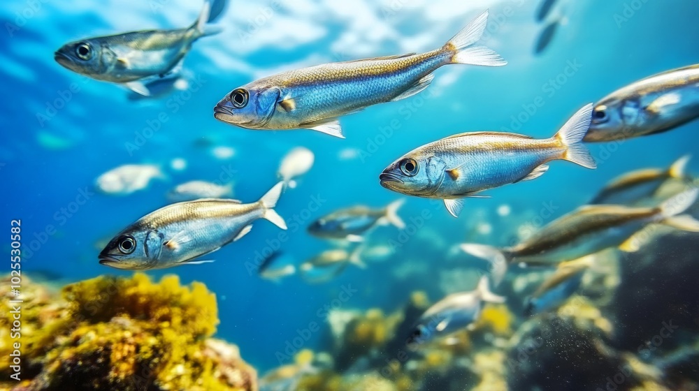 Fototapeta premium Fish flock on Mediterranean reef