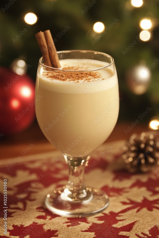 Delicious Christmas eggnog in glass. Delicious Christmas eggnog in glass.
