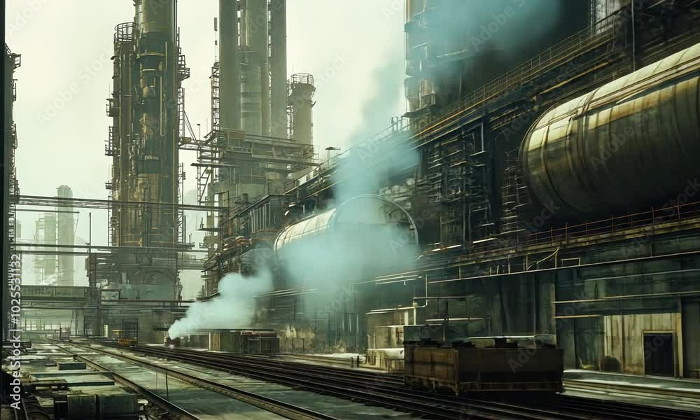 Industrial Landscape: A View of a Large Factory Complex Industrial Landscape: A View of a Large Factory Complex