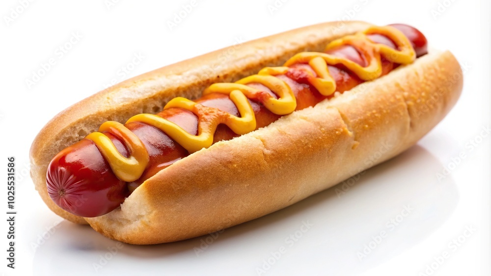 Delicious hotdog with ketchup and mustard Delicious hotdog with ketchup and mustard