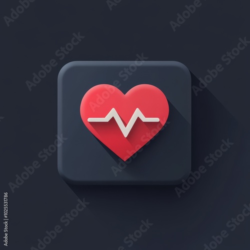 Stylish heart icon with electrocardiogram line representing health and vitality. photo