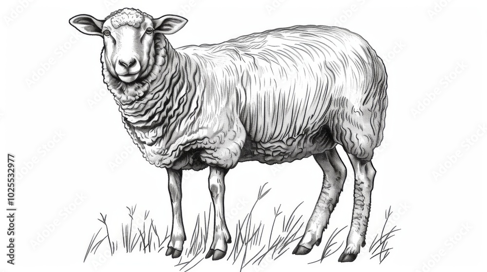 Clean White Sheep Line Art Illustration Clean White Sheep Line Art Illustration