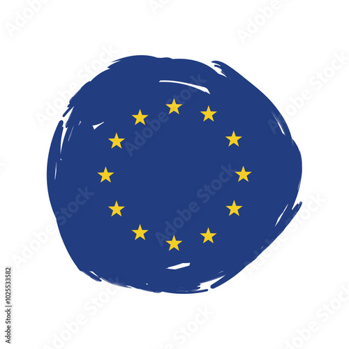 European union flag with grungy stylish brush. Vector illustration