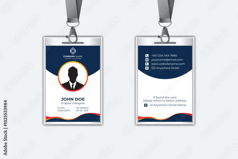 Id card template with photo abstract style Id card template with photo abstract style
