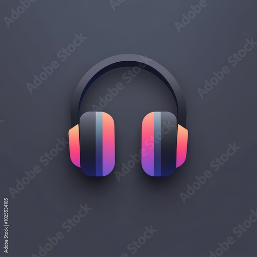 Stylish over-ear headphones with vibrant colors on a dark background, perfect for music lovers and audio enthusiasts. photo