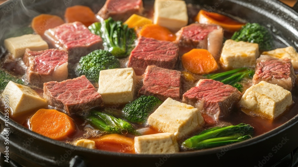 Fresh Ingredients in a Hearty Cooking Pot Dish Fresh Ingredients in a Hearty Cooking Pot Dish