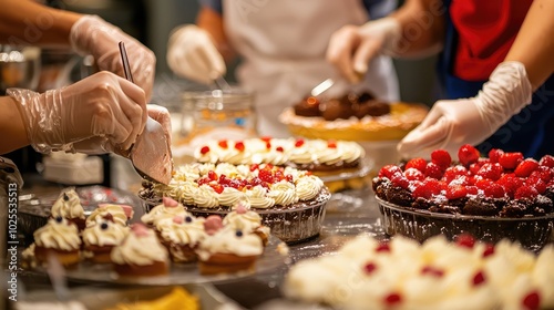 Baking Class in Progress with Delicious Desserts