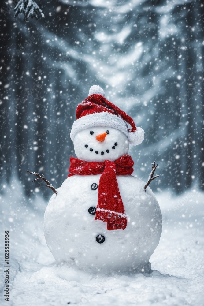 Cute snowman. Winter holiday theme.