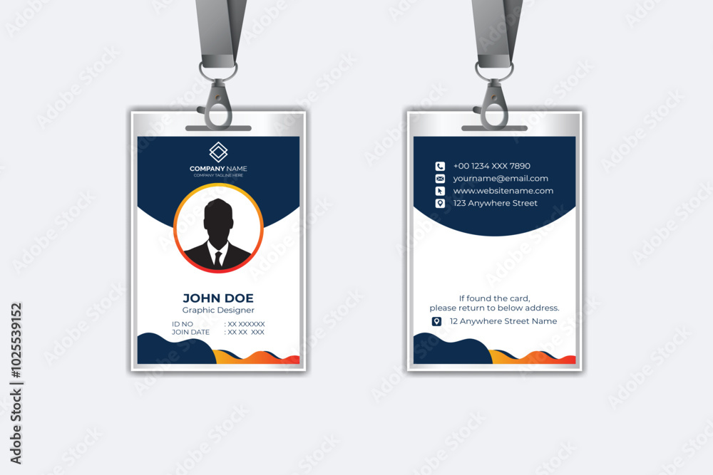Id card template with photo abstract style Id card template with photo abstract style