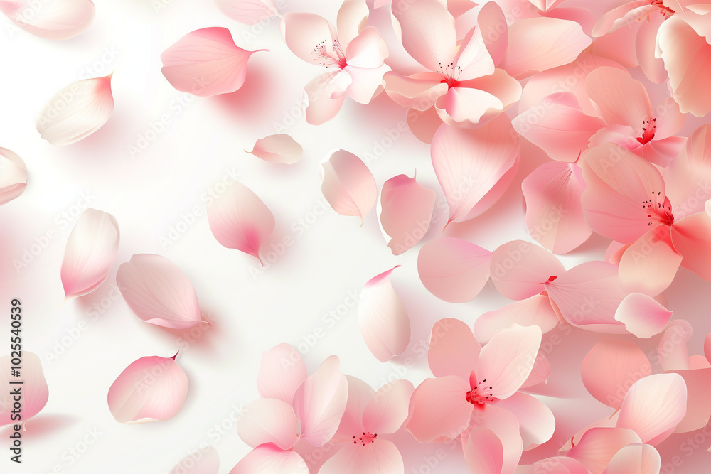 Elegant pink lotus petals with white background and realistic design elements Elegant pink lotus petals with white background and realistic design elements