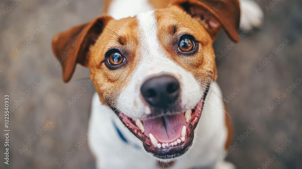 Happy Dog Ready for Adoption Smiling Up Close