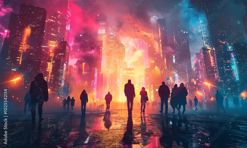 futuristic cyberpunk city at night with rain futuristic cyberpunk city at night with rain