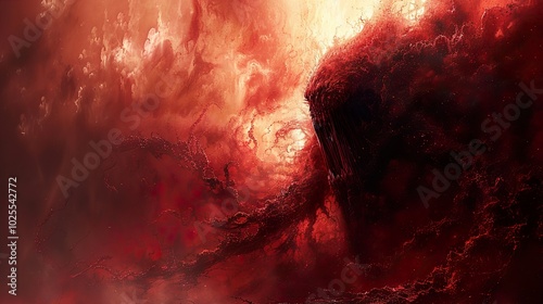 Wallpaper Mural Abstract Red Nebula: A Dreamlike Cosmic Landscape Torontodigital.ca