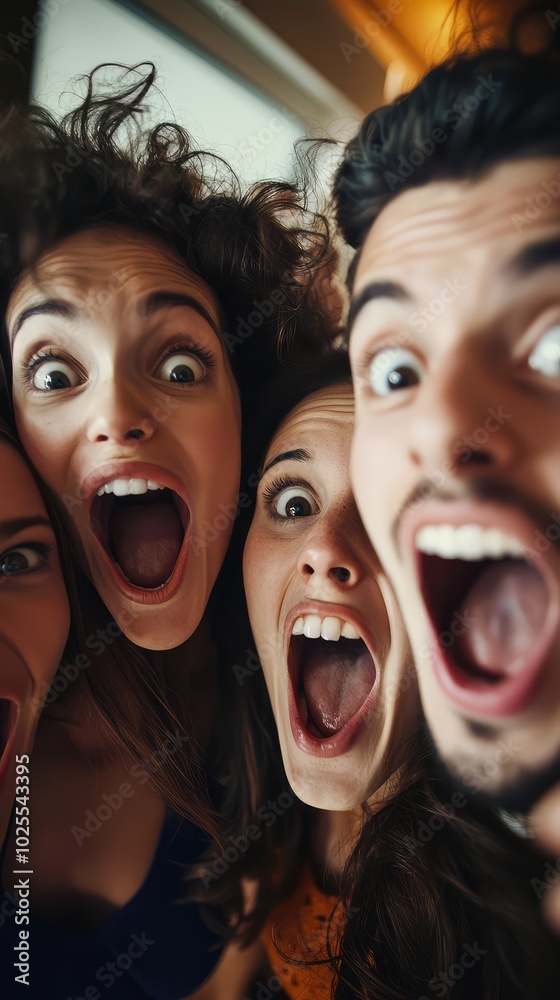 Friends Celebrating Together in Joyful Excitement Friends Celebrating Together in Joyful Excitement