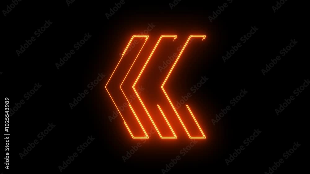 Arrow-shaped neon sign. Neon arrow symbol icon. Directional sign arrow points to the left.Neon left direction arrow icon glowing animated black background. Arrow-shaped neon sign. Neon arrow symbol icon. Directional sign arrow points to the left.Neon left direction arrow icon glowing animated black background.