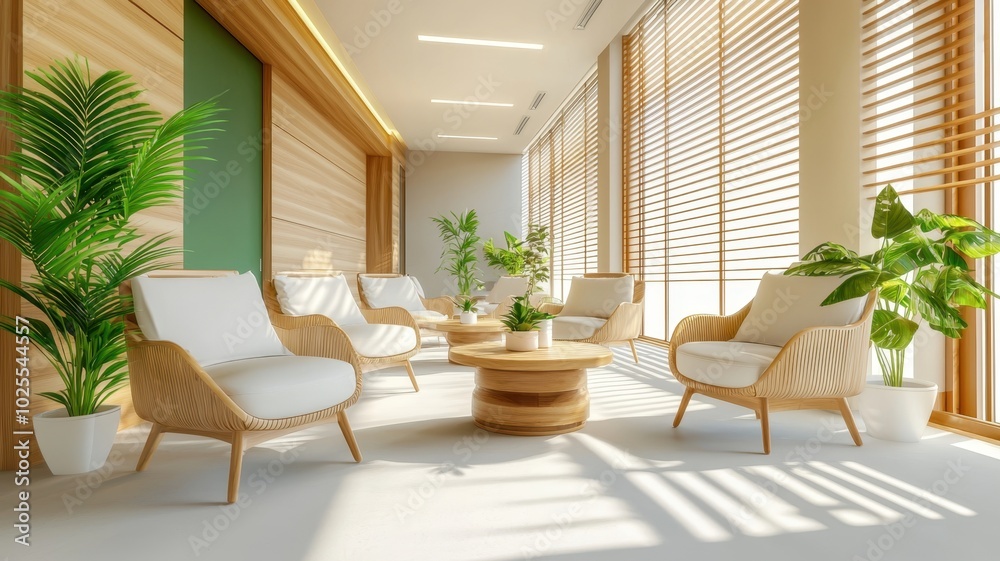 Fototapeta premium Welcoming Geriatric Care Clinic with Comfortable Furniture for Elderly Patients