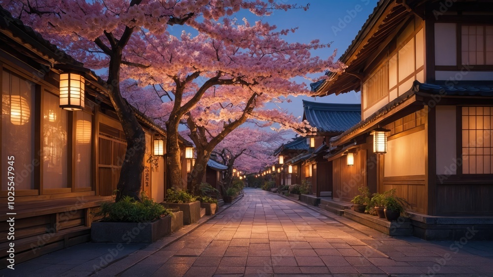 Fototapeta premium serene picturesque evening unfolds in an japan