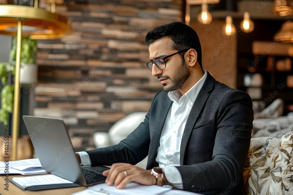Stressed Male Worker in Modern Office. Stressed Male Worker in Modern Office.