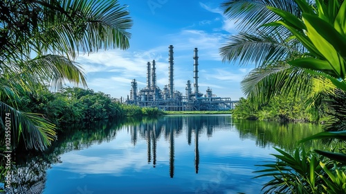 Serene Refinery Under a Clear Blue Sky photo