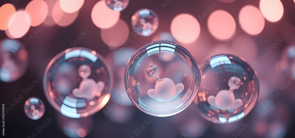 Abstract image of water drops on a pink background with blurred lights. Abstract image of water drops on a pink background with blurred lights.