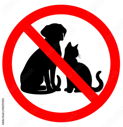 no pet allowed sign, for sticker or poster banned sign, Clear signage to ensure a pet-free area, promoting cleanliness, comfort, and compliance with policies