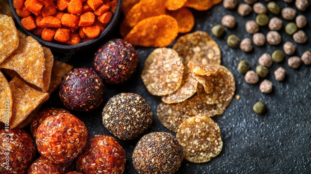 Obraz premium Close-Up Selection of Plant-Based Snacks