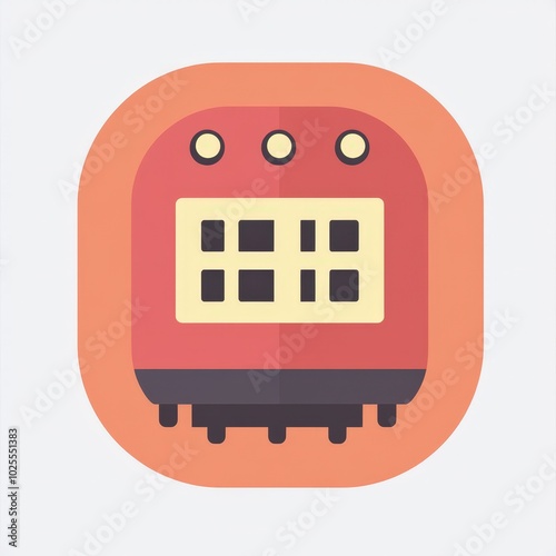 Stylized train icon on orange background, representing modern transportation and travel.