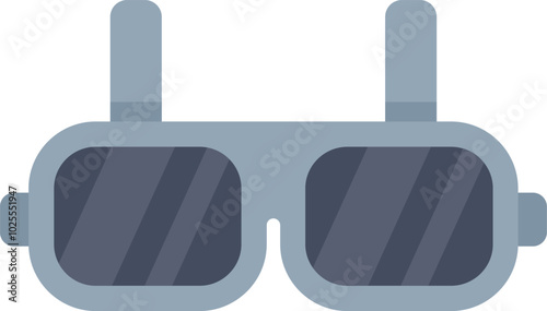 Grey welding goggles protecting eyes while working with metal, flat vector illustration isolated on white background