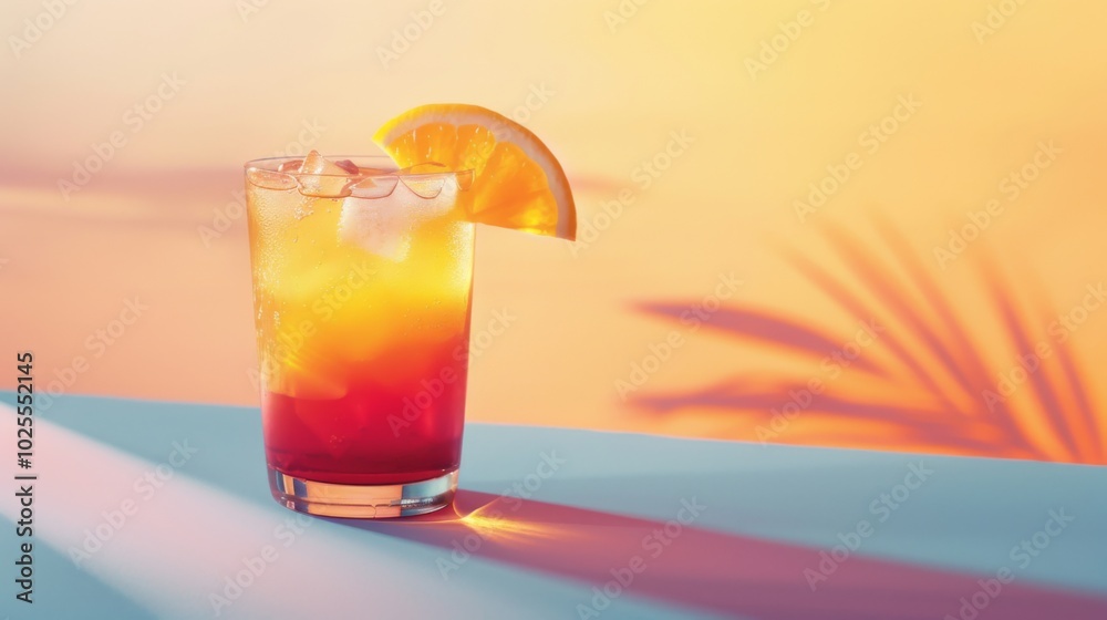 Refreshing Cocktail in Vibrant Sunset Colors Refreshing Cocktail in Vibrant Sunset Colors