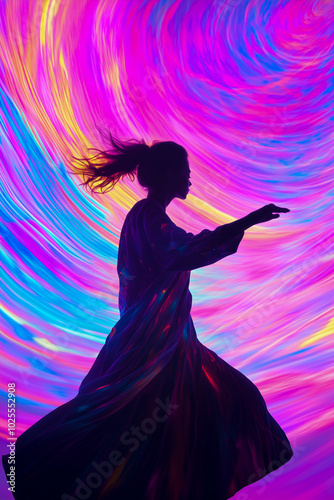 Wallpaper Mural A woman is dancing in a purple and blue swirl Torontodigital.ca