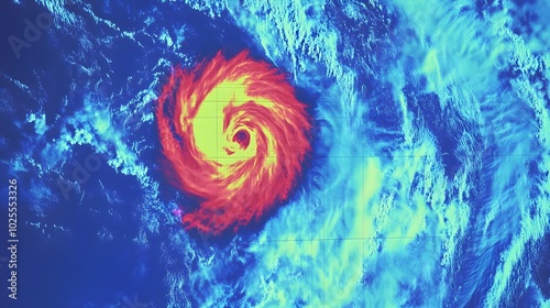 Weather radar displaying the predicted path of an approaching hurricane, emphasizing the importance of accurate meteorological data in disaster preparedness and response.